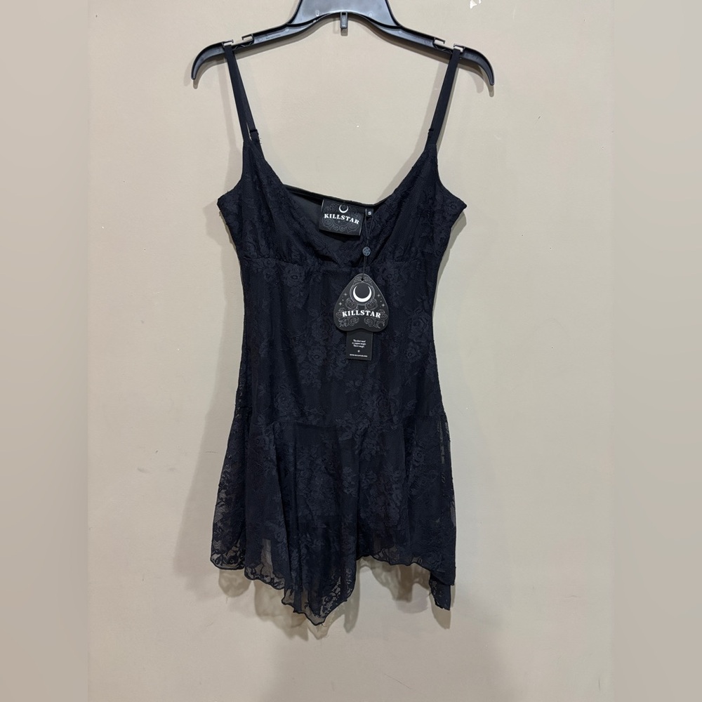 Killstar Morgana Black Lace Handkerchief Hem Mini Dress Gothic Witchy NWT